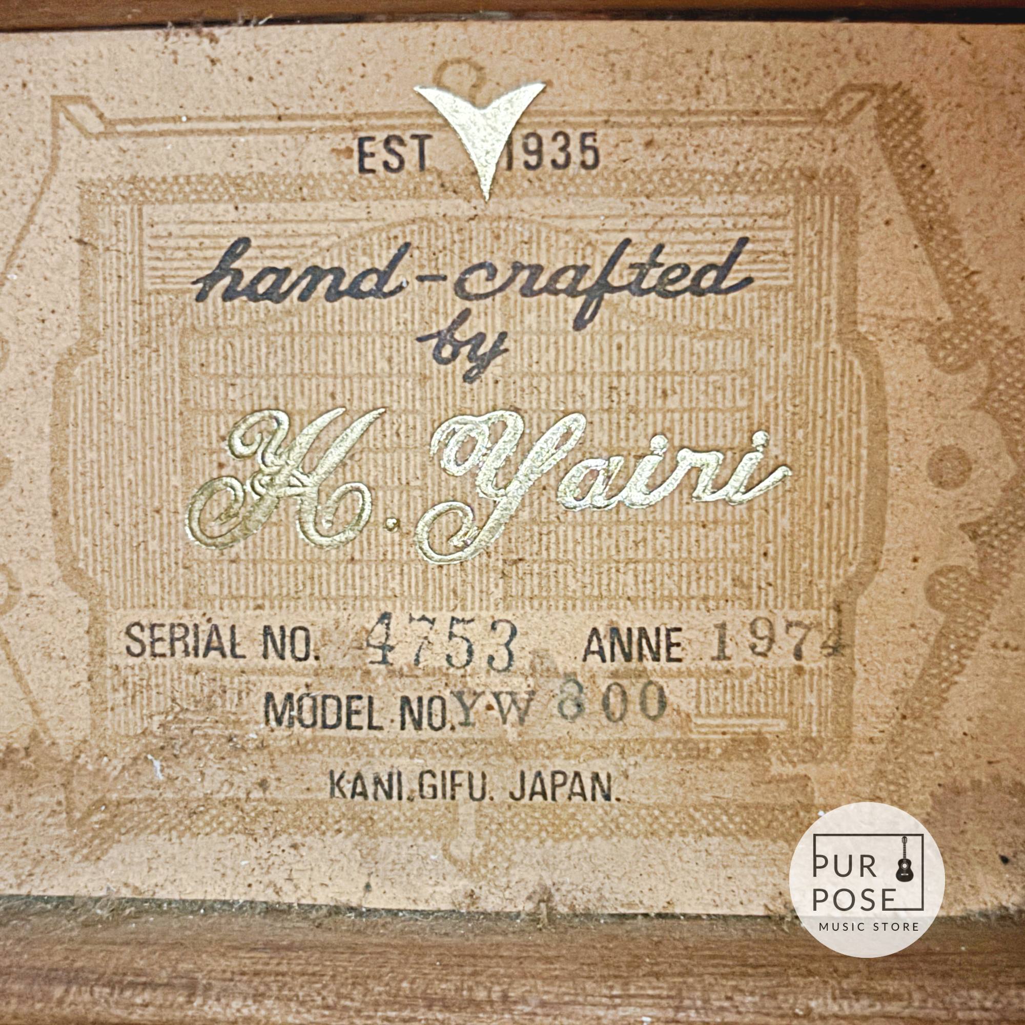 【中古/動画あり】K.yairi YW-800 1974年製 ドレッドノートタイプ